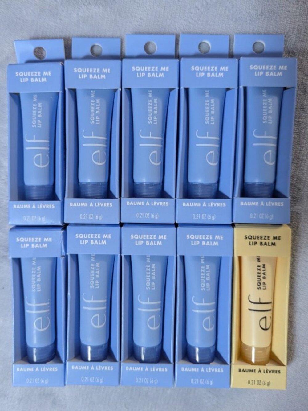 New Sealed e.l.f. Squeeze Me Lip Balm Bundle of 10, Blueberry & Vanilla Frosting